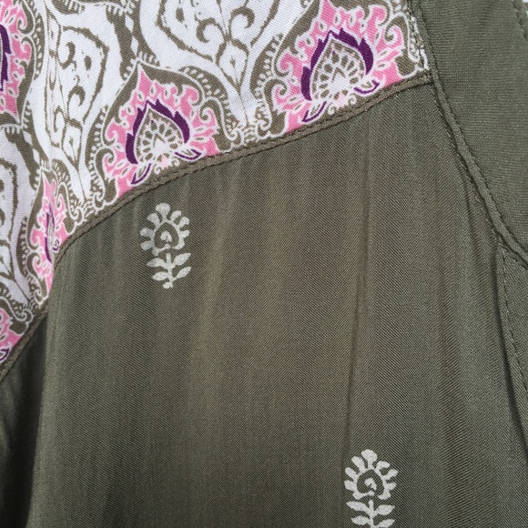 Torrid green pink print button down boho top 1x - Picture 4 of 9